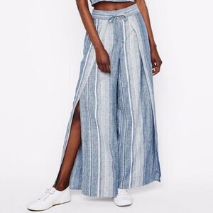 Express linen blend high rise striped wide leg pants size small